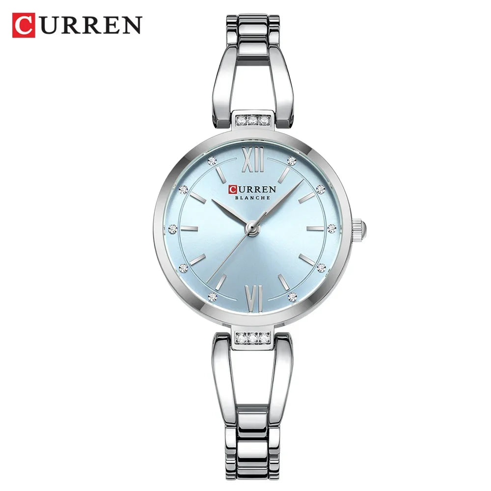 CURREN Montres Femmes Élégant Mode Original Quartz pour Dames Étanche Acier Inoxydable Simple Luxe Usage Quotidien