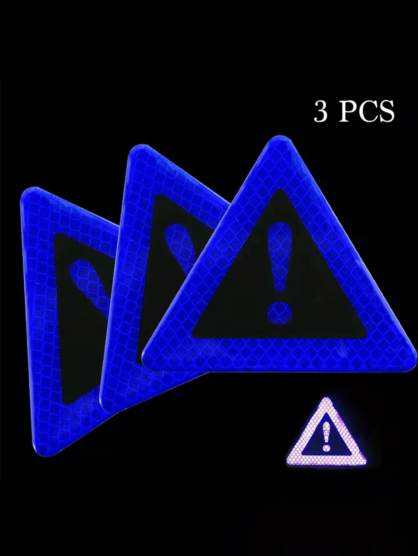 Lot de 3 autocollants de signalisation triangulaires réfléchissants – Ruban ultra-lumineux et durable, graphismes et texte audacieux, protection de sécurité pour la conduite de nuit