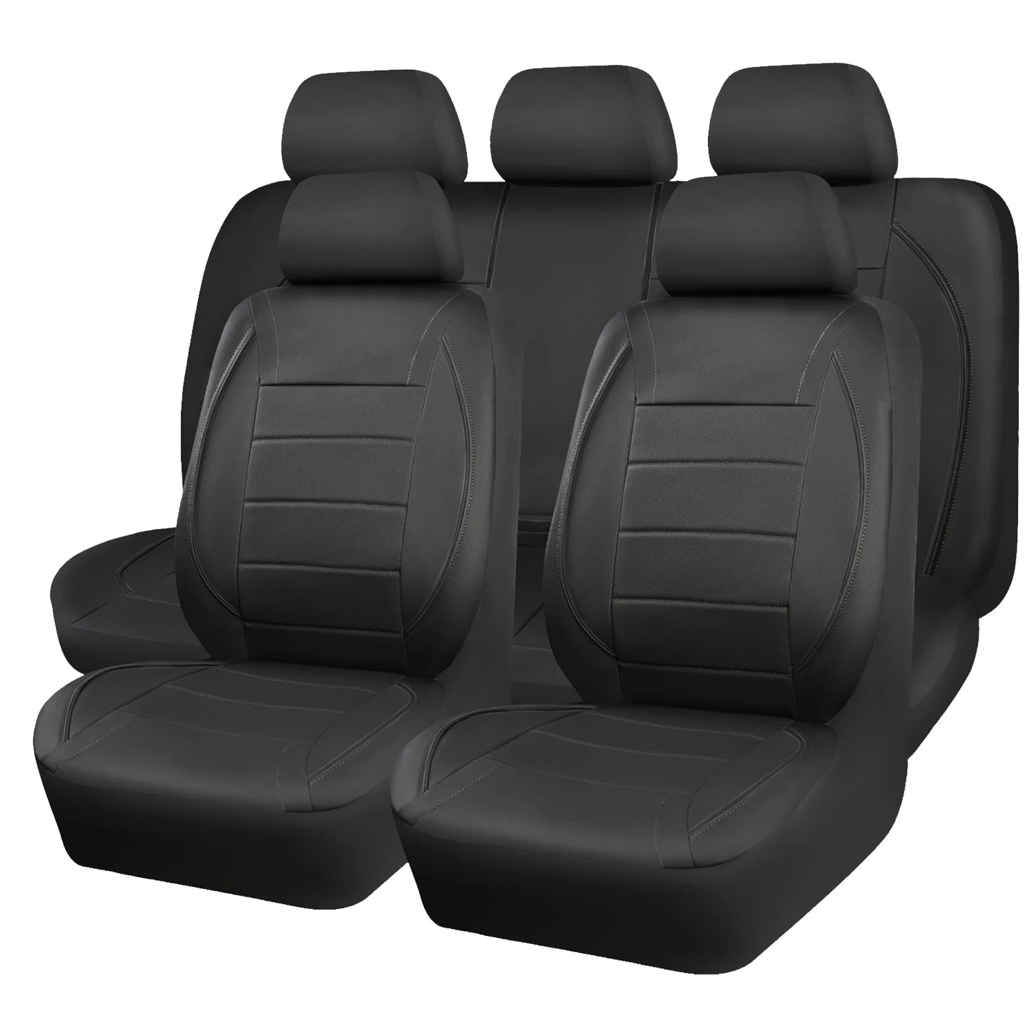 Housses de siège de voiture en cuir universelles style simple respirantes pour 5 places