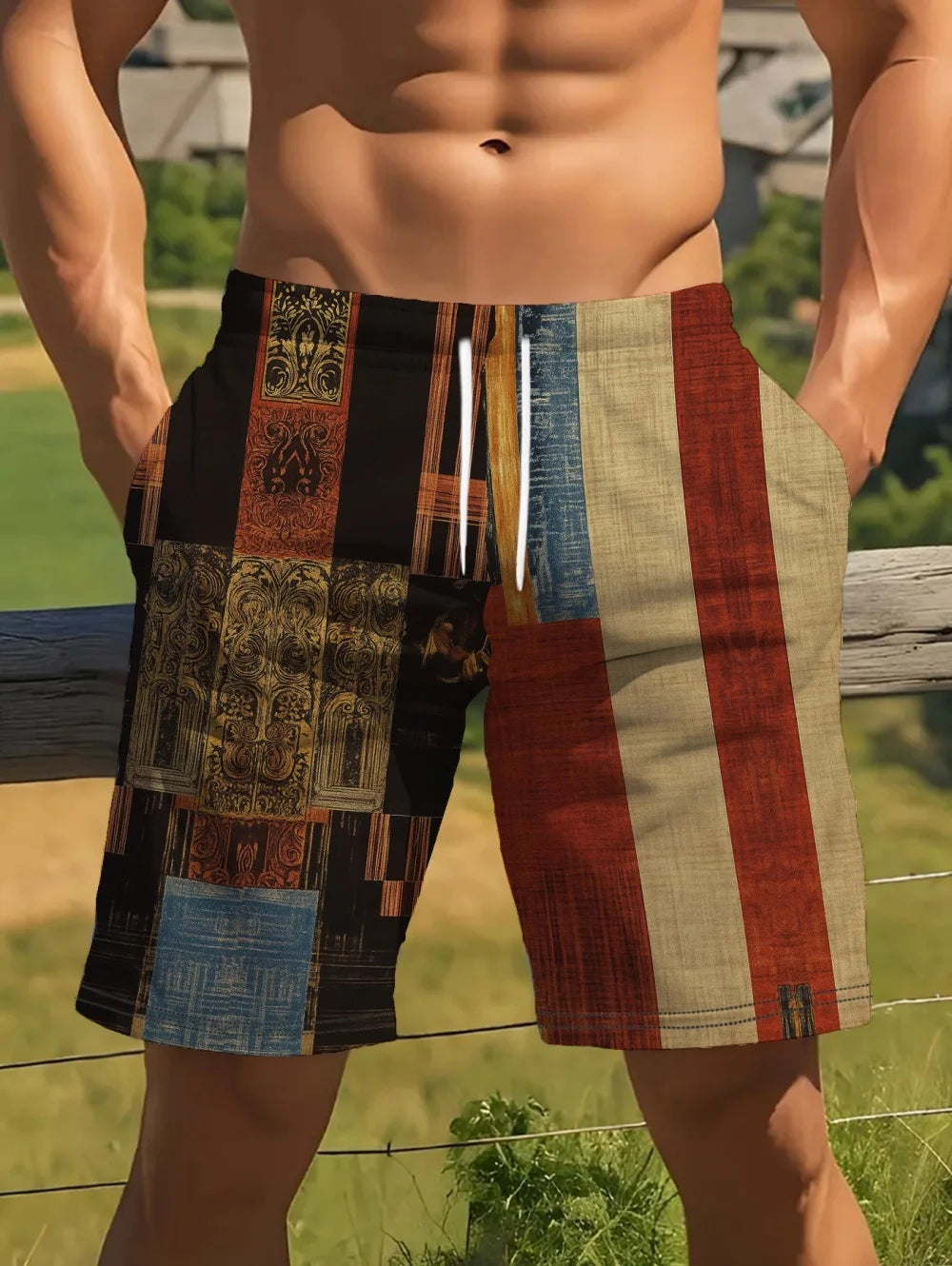 Short décontracté Vintage homme imprimé 3D, à carreaux colorés, de sport, grande taille, pour la natation, la gym, vêtements d'été pour homme