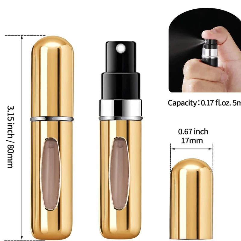 Flacon pulvérisateur de parfum portable 1/4Pcs 5ml, récipient liquide pour cosmétiques de voyage, mini flacon vide rechargeable en aluminium