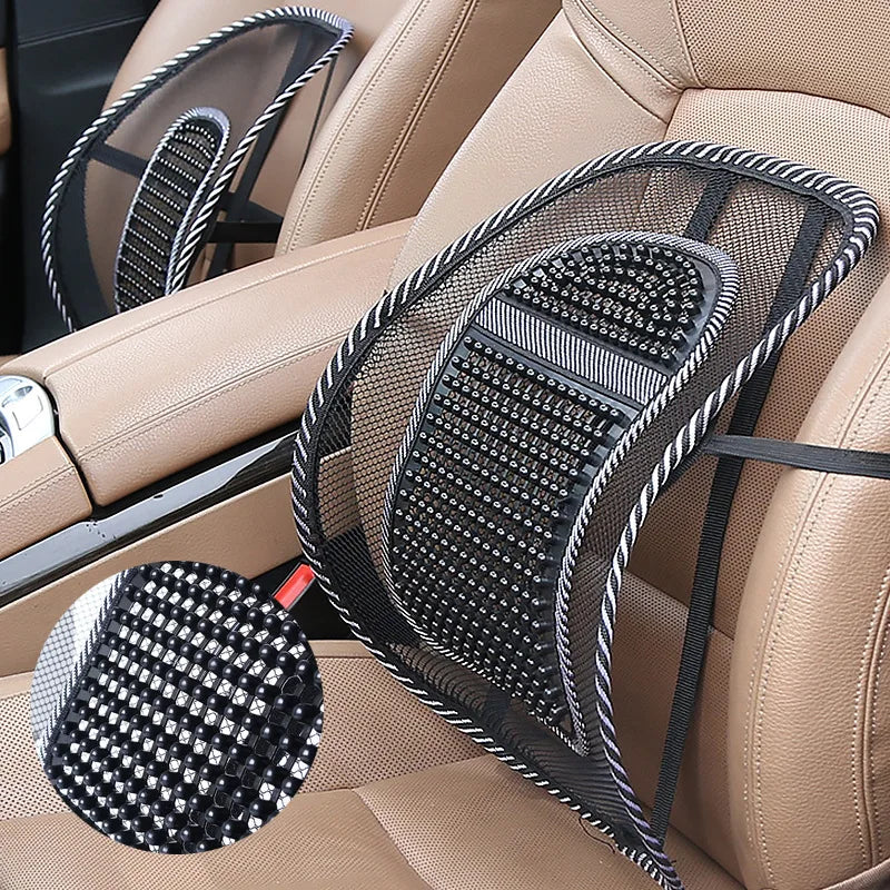 Coussin de soutien lombaire universel pour voiture, en bambou, rafraîchissant, avec billes de massage, respirant, pour siège auto et soutien lombaire