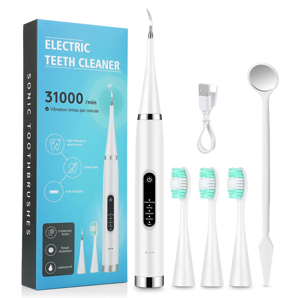 Détartreur électrique, dissolvant de tartre, nettoyant de plaque dentaire, blanchiment des dents, enlèvement des pierres dentaires, 1 tête de brosse à dents, soins bucco-dentaires