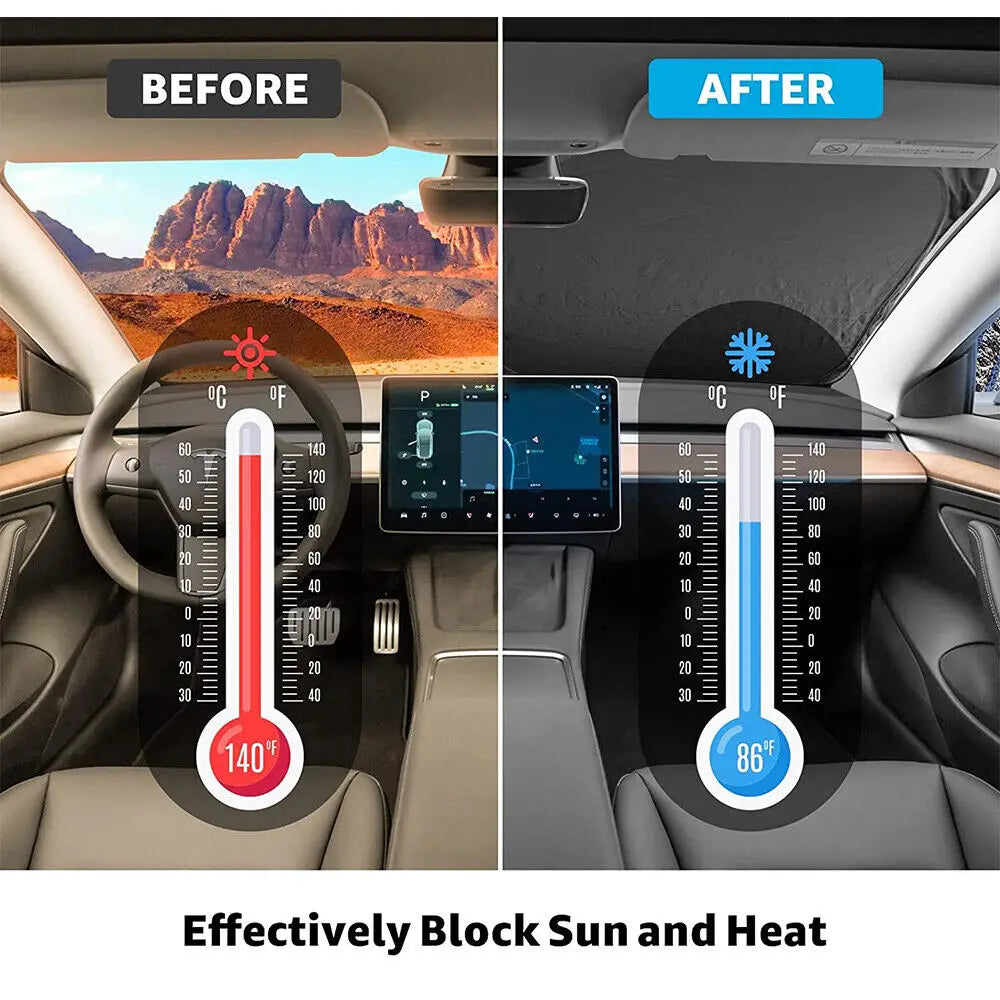 Pare-soleil de pare-brise pour Tesla Model Y 3 2017-2025 2026, couverture pare-soleil pliable pour vitre avant, protection thermique, accessoires de visière