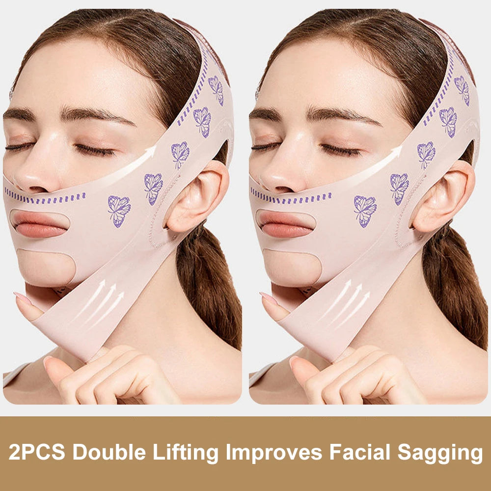 Masque liftant visage V-Line, sangle de menton pour dormir, sangle amincissante visage V-Line, réducteur de double menton et exerceur de mâchoire