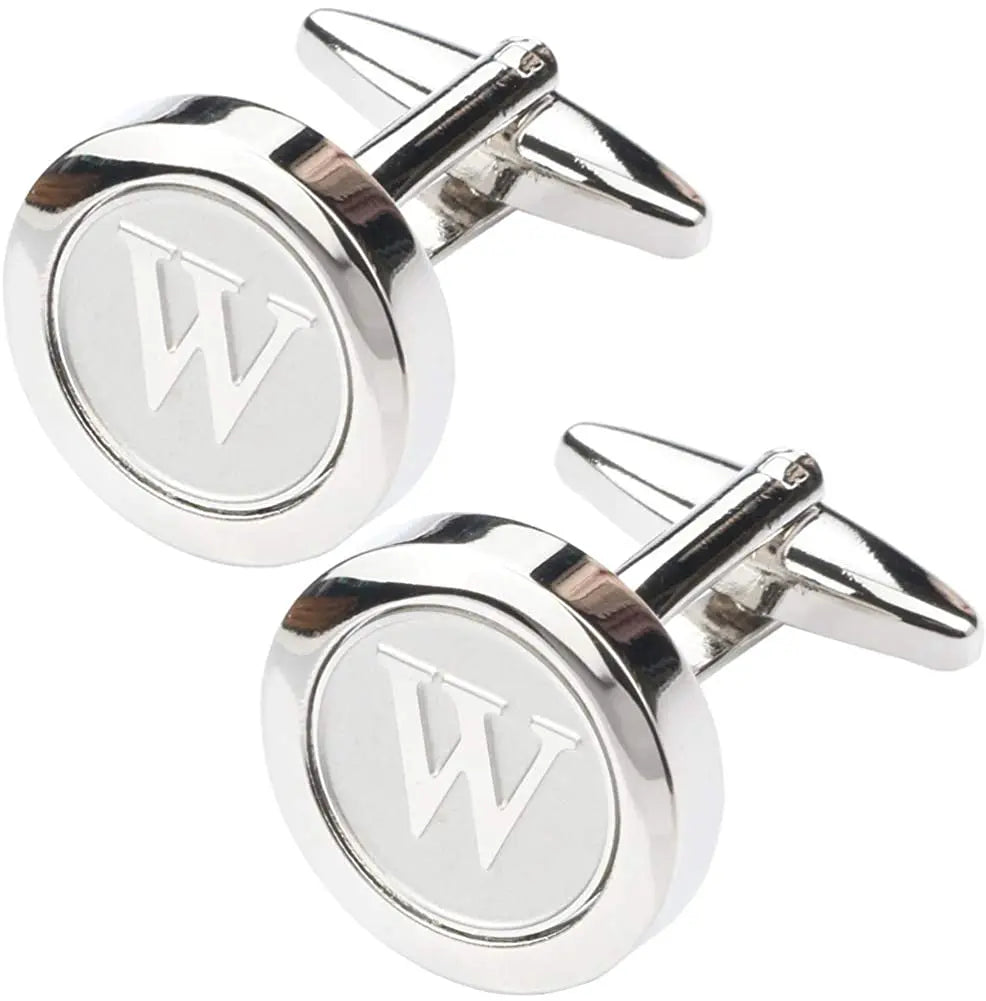 Boutons de Manchette Classiques en Acier Inoxydable pour Homme - Lettre Initiale de l'Alphabet 26 Boutons de Manchette Chemises d'Affaires Mariage Cadeau A-Z