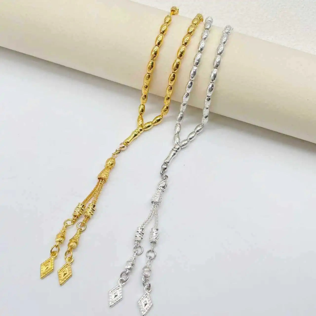 Alloy 4*7mm Islamic Prayer Beads Muslim Tasbih Middle East Ramadan Eid Jewelry Bracelet Gold Silver Arab Rosary Turkey