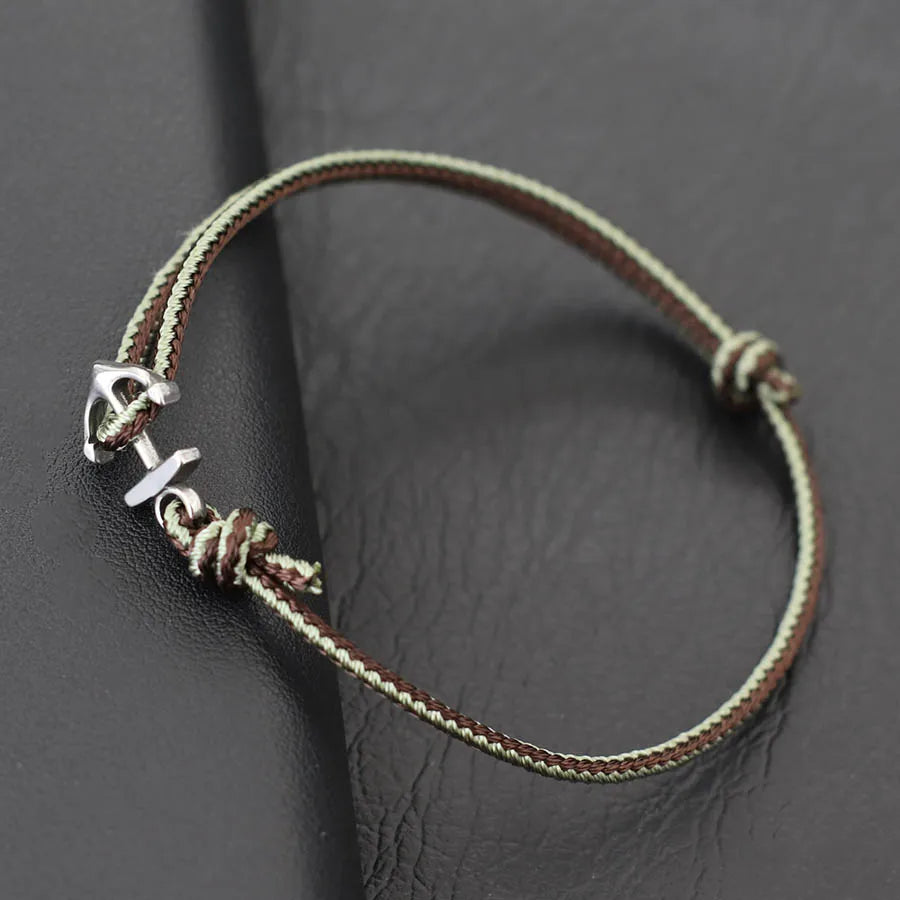 Bracelet Ancre Homme Tendance avec Cordons Ethniques Réglable Fait à la Main Premium Bijou Plage Surf Nautique