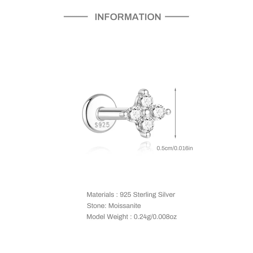 Aide Mini Boucles d'oreilles Moissanite 2/3/4mm pour femme, en Argent Sterling 925, Bijoux Tendance INS, Clous d'oreilles de Mariage, Brincos de Pratas