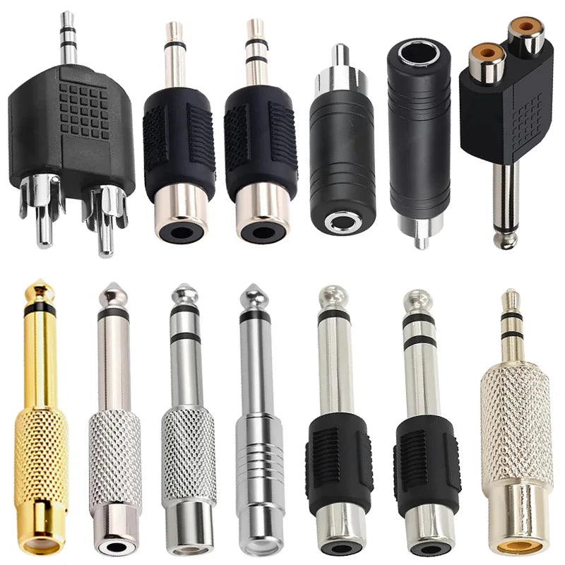 5 Pcs Adaptateur Audio Mono Stéréo 6,5/6,35 mm Interconnexion TS Fiche Mâle 1/8" 1/4" vers Connecteur Femelle RCA Convertisseur Haut-parleur