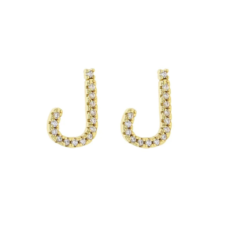 Boucles d'oreilles clous alphabet lettre arabe, micro-serties de zirconiums cubiques, couleur or, minimalistes et délicates, pour femmes et jeunes filles, vente en gros
