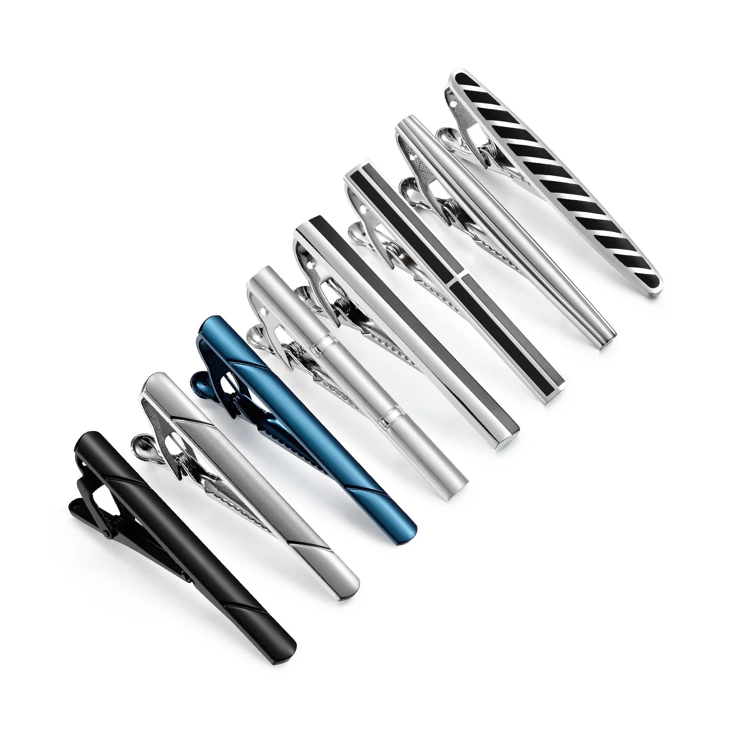 Lot de 8 pinces à cravate courtes avec boîte cadeau, accessoires pour cravates et épingles, boutons de manchette pour chemises d'homme, cadeau pour mari, gadgets