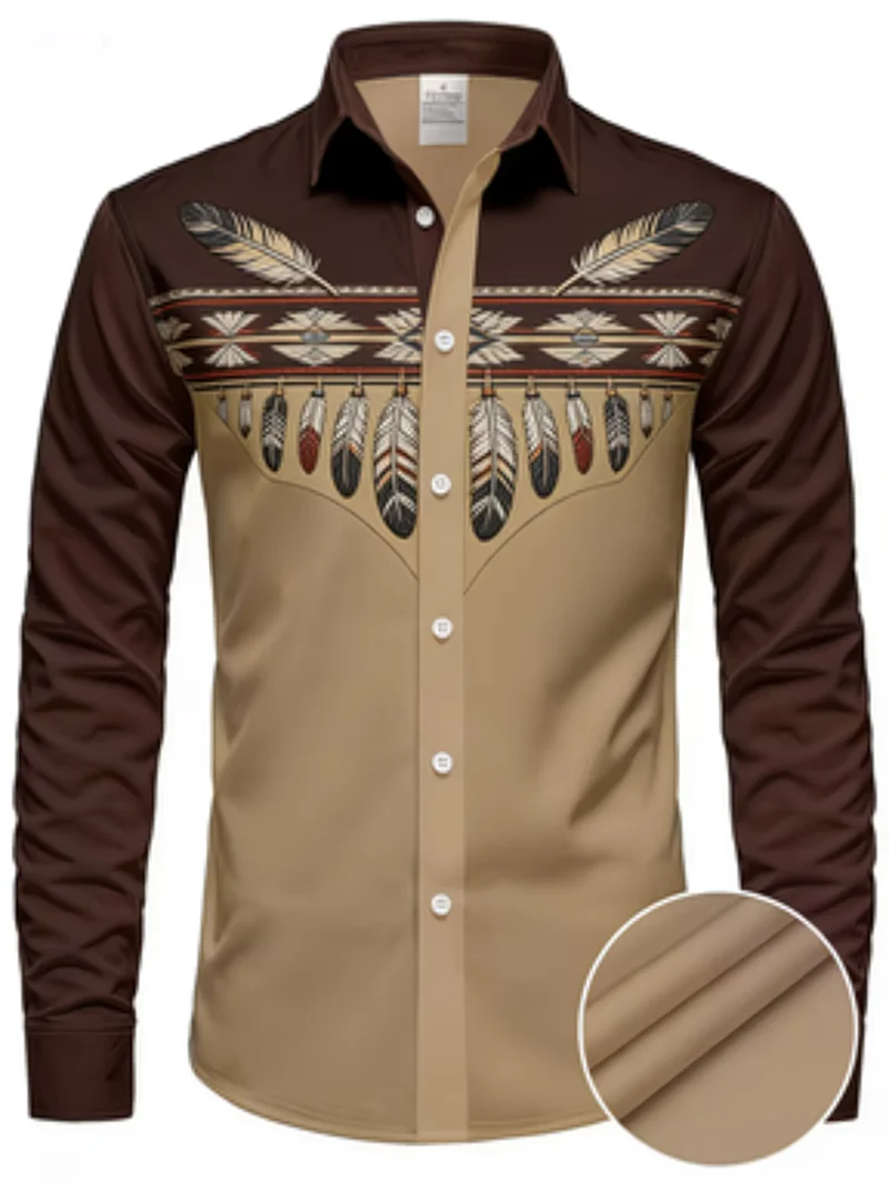 Nouveau t-shirt à manches longues pour homme avec imprimé plumes 3D, imprimé mode et luxueux, haut confortable et doux