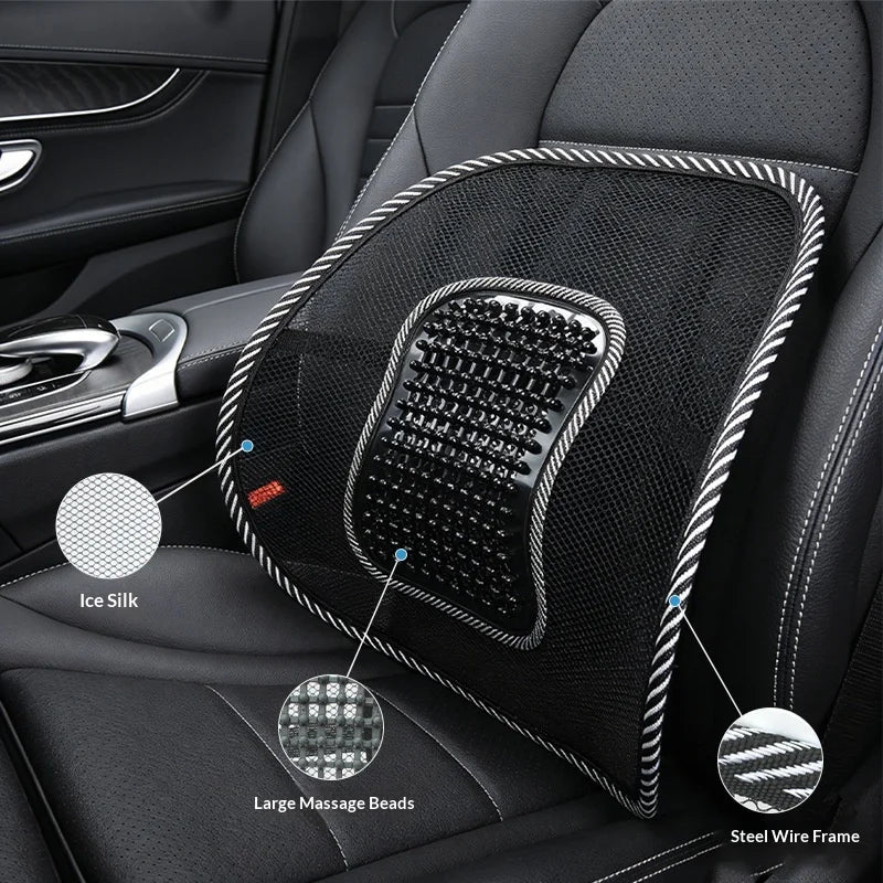 Coussin de soutien lombaire universel pour voiture, en bambou, rafraîchissant, avec billes de massage, respirant, pour siège auto et soutien lombaire