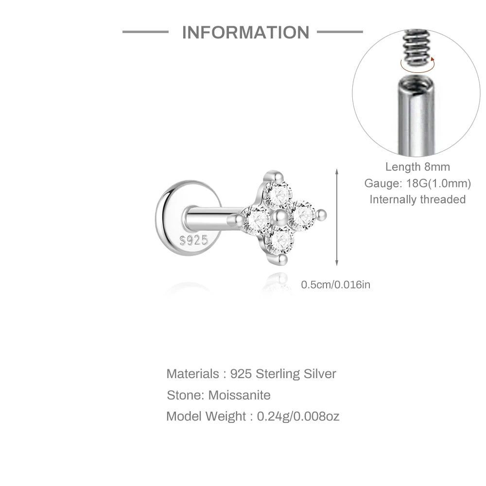 Aide Mini Boucles d'oreilles Moissanite 2/3/4mm pour femme, en Argent Sterling 925, Bijoux Tendance INS, Clous d'oreilles de Mariage, Brincos de Pratas