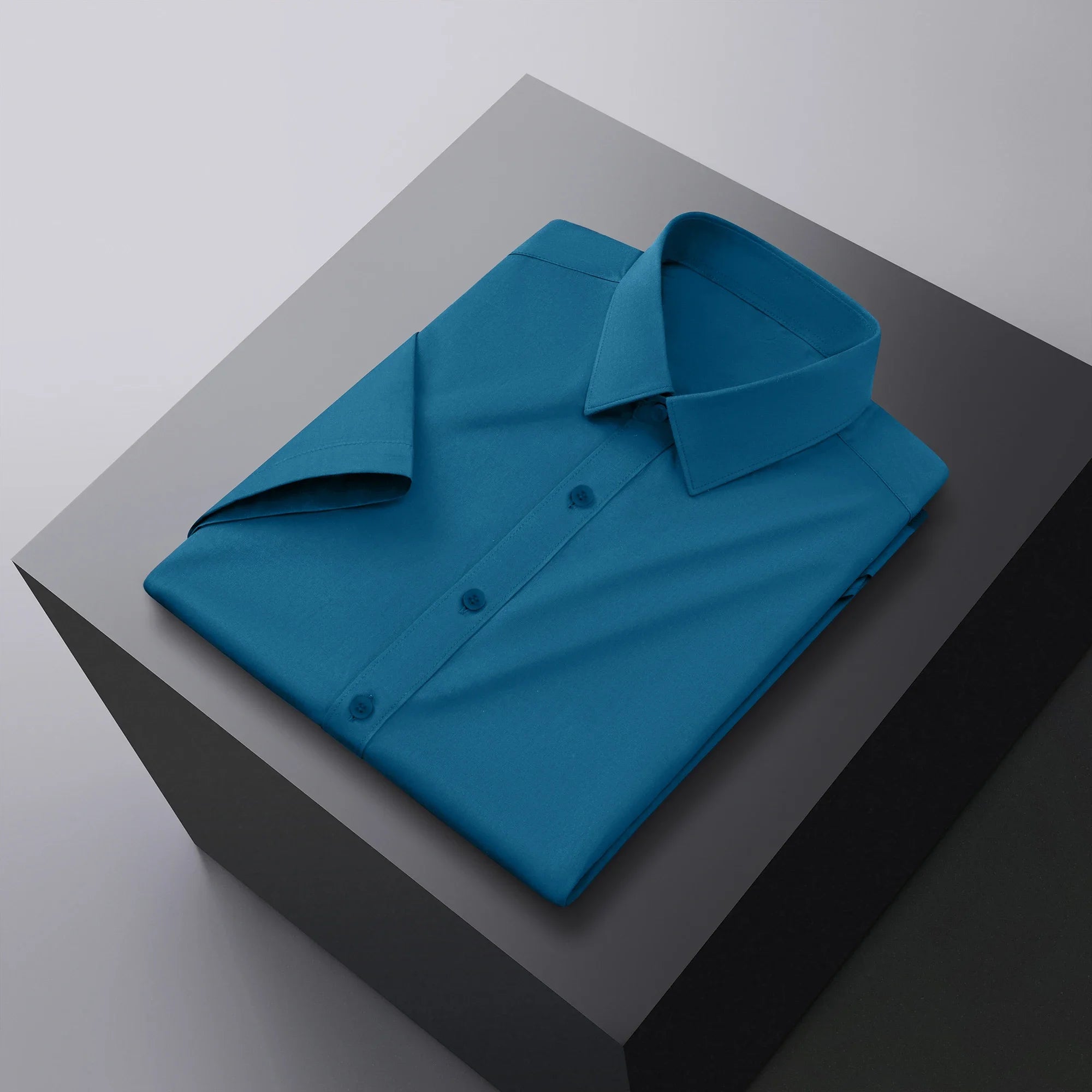Chemise à manches courtes unie décontractée pour homme – T-shirt d'été sans repassage, confortable et polyvalent
