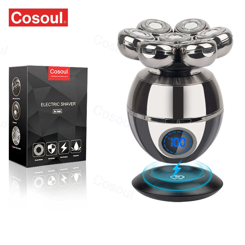 Rasoir électrique pour hommes, rasoir de tête chauve 5 en 1, tondeuse à cheveux pour homme chauve, tondeuse à barbe, machine à raser, rasoir de tête chauve 7