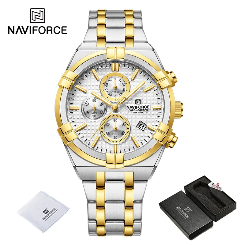 Montres Originales NAVIFORCE pour Hommes Quartz Mode Sport Chronographe Masculin Simple Sauvage Étanche Affichage de la Date Montre-bracelet Horloge Homme
