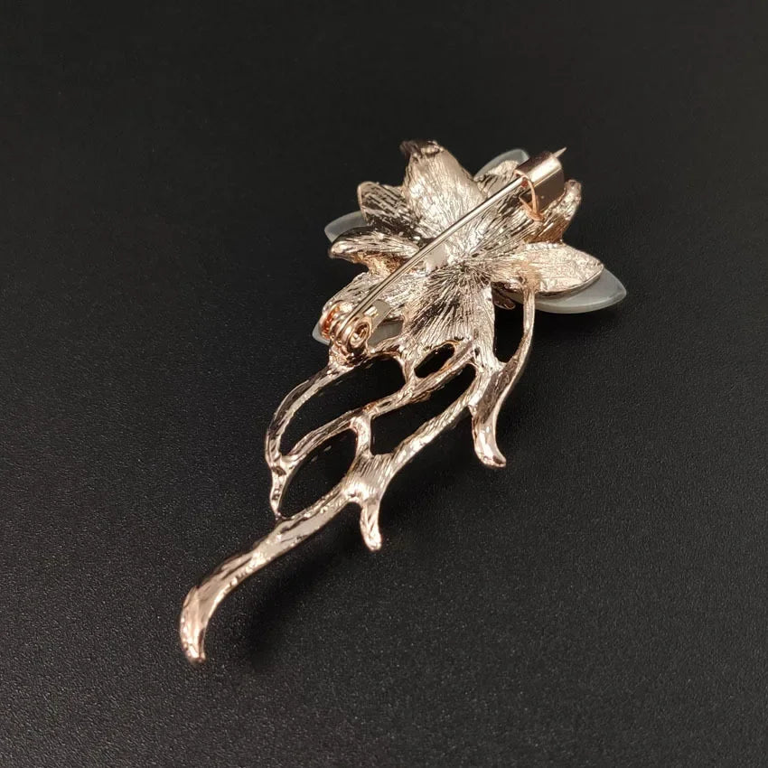 Broches Pierre Opale Strass Broche De Couleur Or Fleur Bouquet Broche Épingle Mariage Bijoux Cadeau Broches Pour Femmes