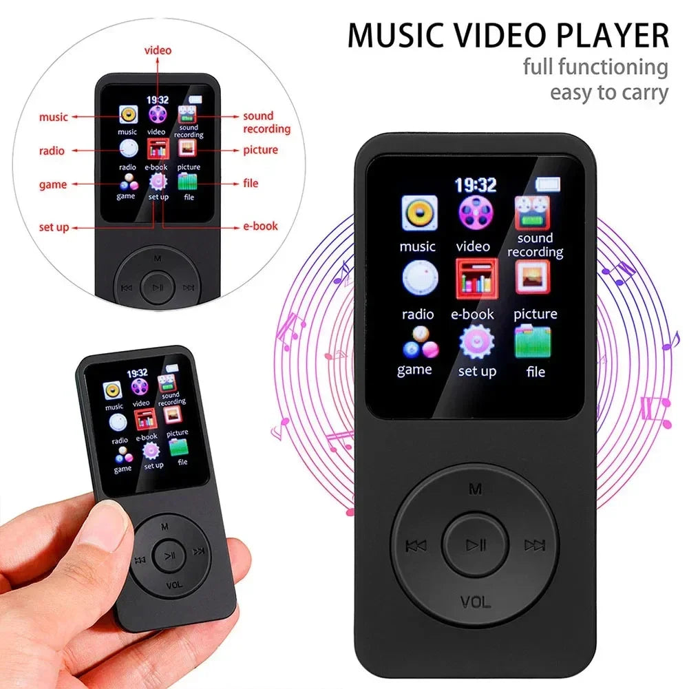 Nouveau lecteur MP3 2026, 1,8 pouces, Type-C, Walkman portable, Bluetooth 5.4 compatible, e-book, enregistrement, radio sport, lecteur de musique MP4
