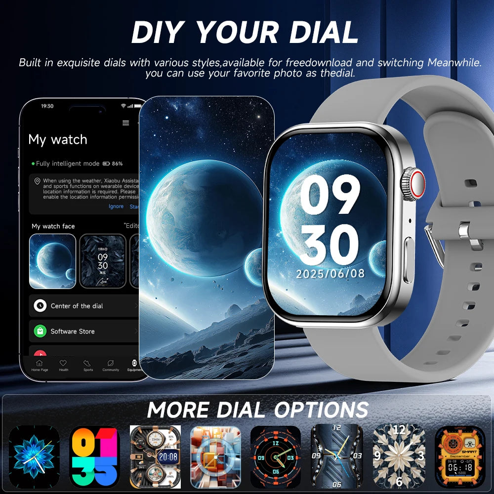 NOUVELLE montre intelligente électronique Écran HD de 2,01" Surveillance de la fréquence cardiaque Appel Bluetooth Modes multisports Montre pour femmes hommes Choix de cadeau