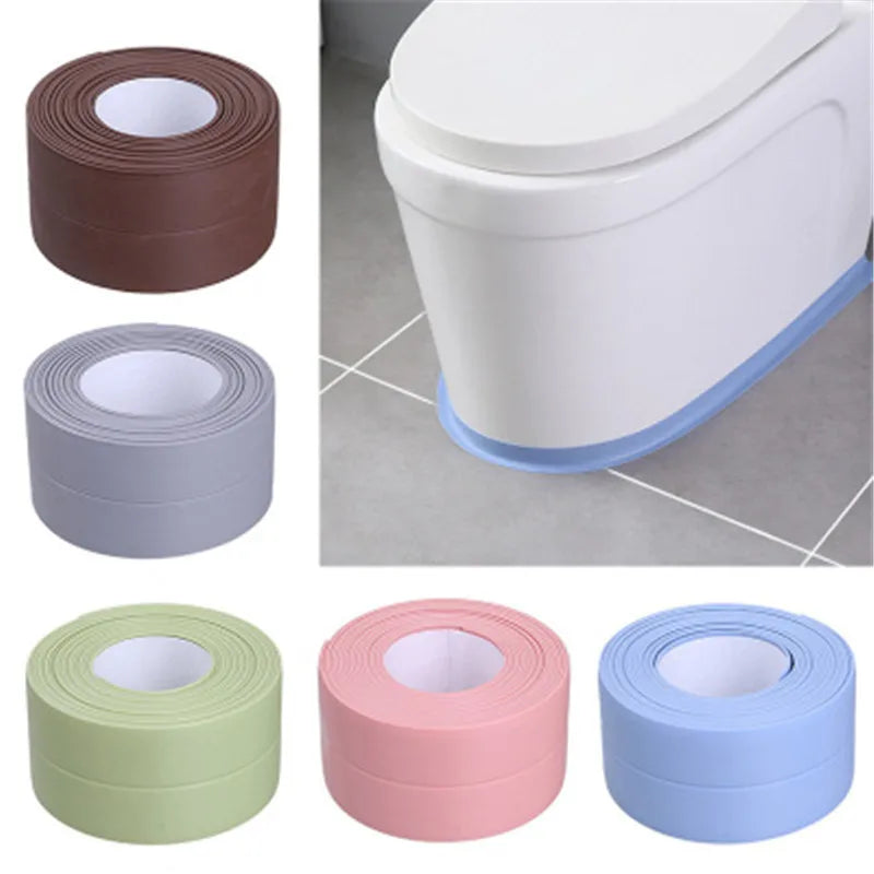 1 pc Autocollants muraux imperméables pour salle de bain Rubans d'étanchéité en PVC Rubans d'étanchéité adhésifs Bande de bord d'évier Accessoires de cuisine et de salle de bain