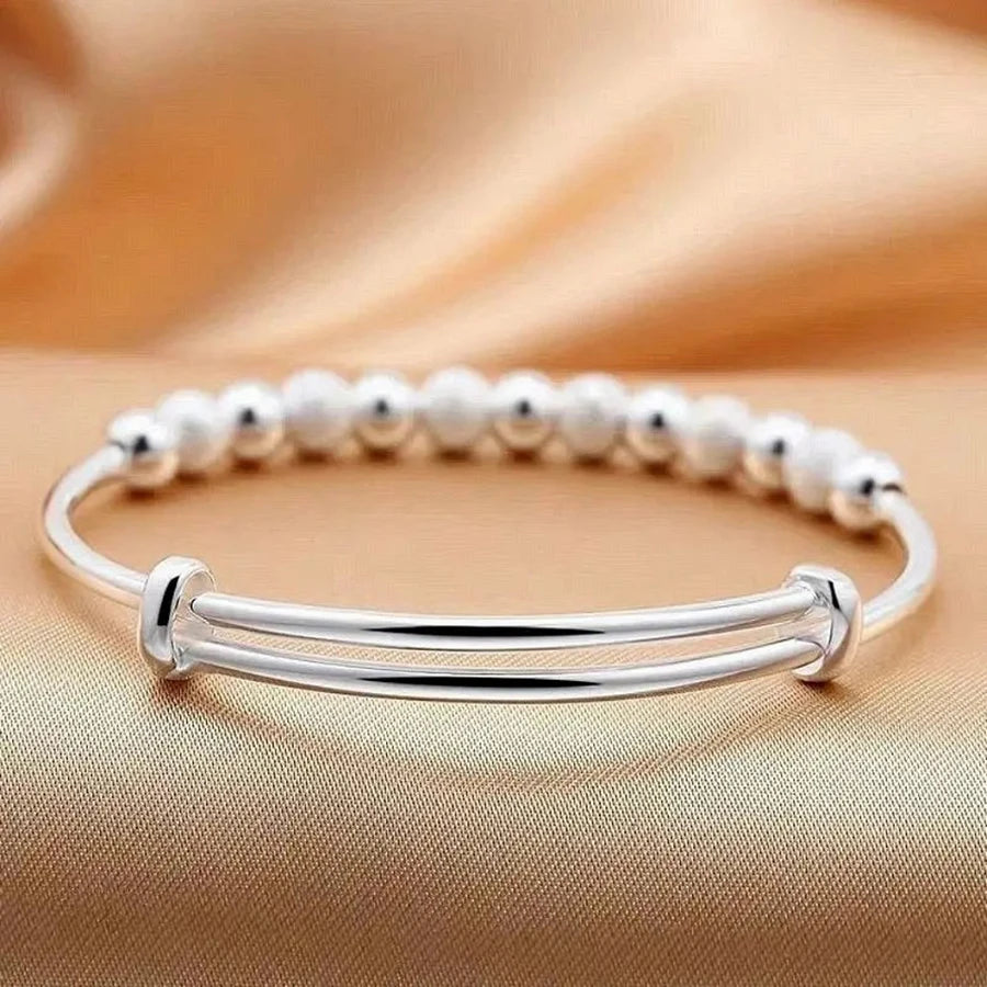 Breloque en Argent Sterling 925 Bracelet Perlé de Luxe Mignon Féminin Mode Fête Mariage Bijoux Avec Taille Ajustable