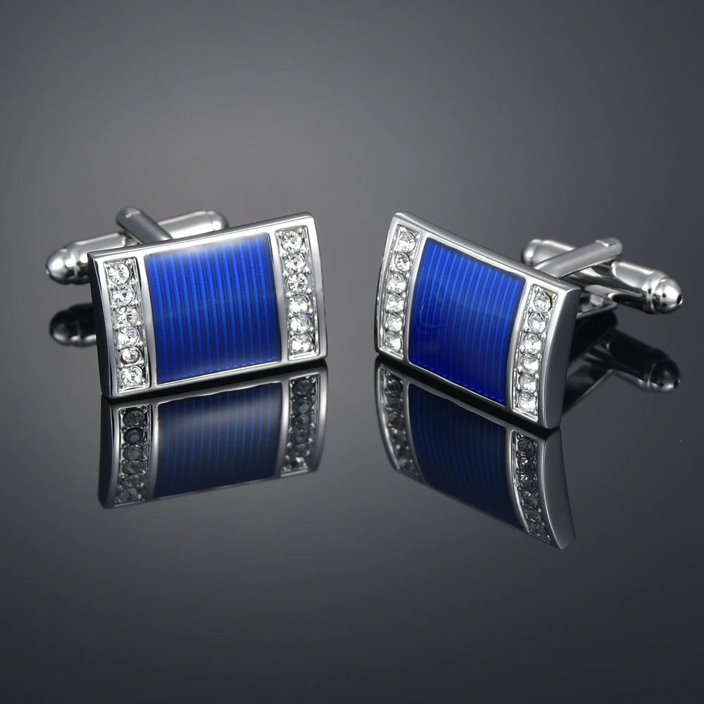 Nouveaux Boutons de Manchette de Luxe pour Hommes Marque de Bijoux Haut de Gamme Gemmes/Carrés/Couronne/Grille Chemises pour Hommes Boutons de Manchette