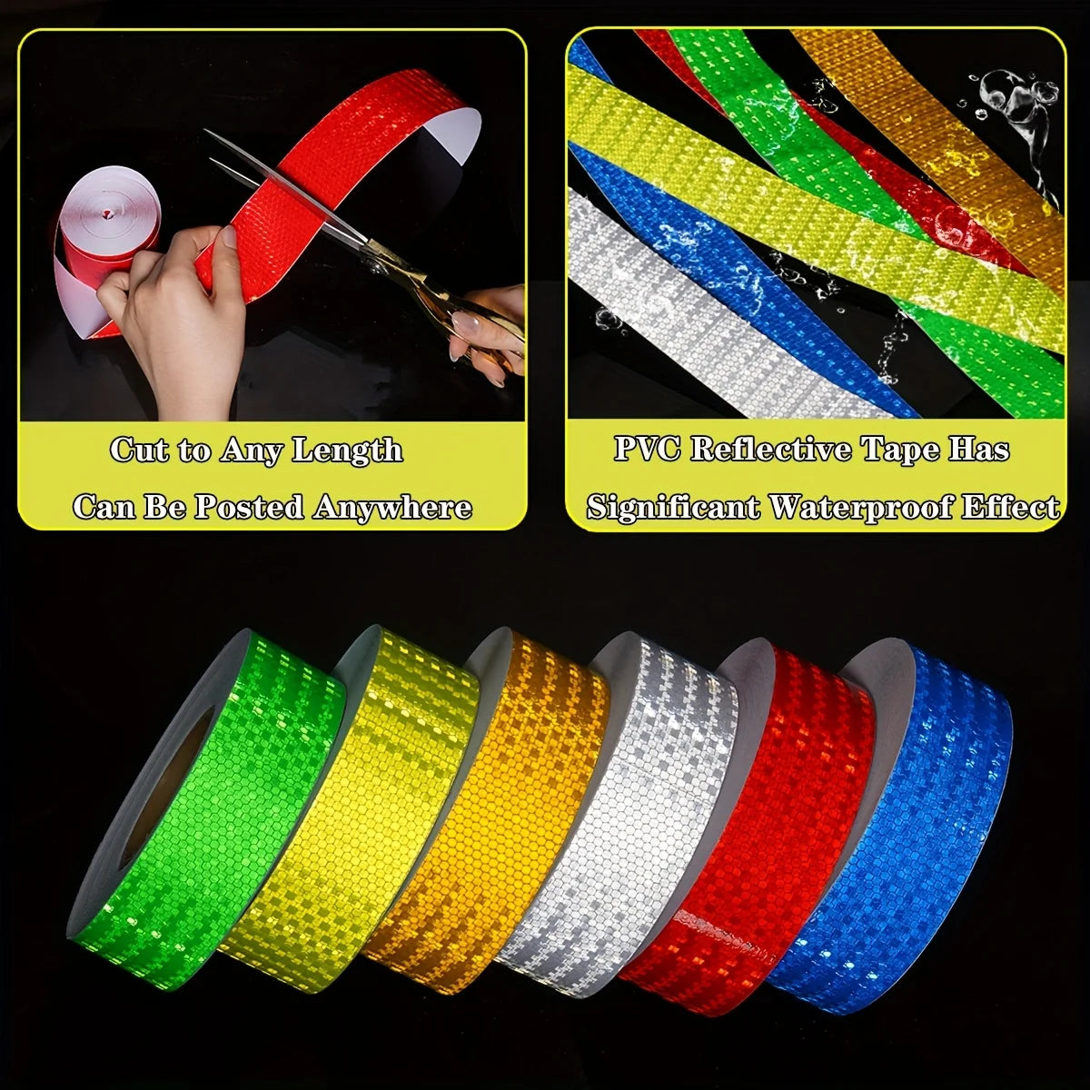 5cm*10M Reflective Adhesive Tapes Strong Reflection White-red Hazard Warning Reflectors Waterproof Safety Sticker For Bike Truck