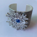 Bracelet jonc large exagéré en métal, alliage, œil de démon vintage, style européen et américain, géométrique doré