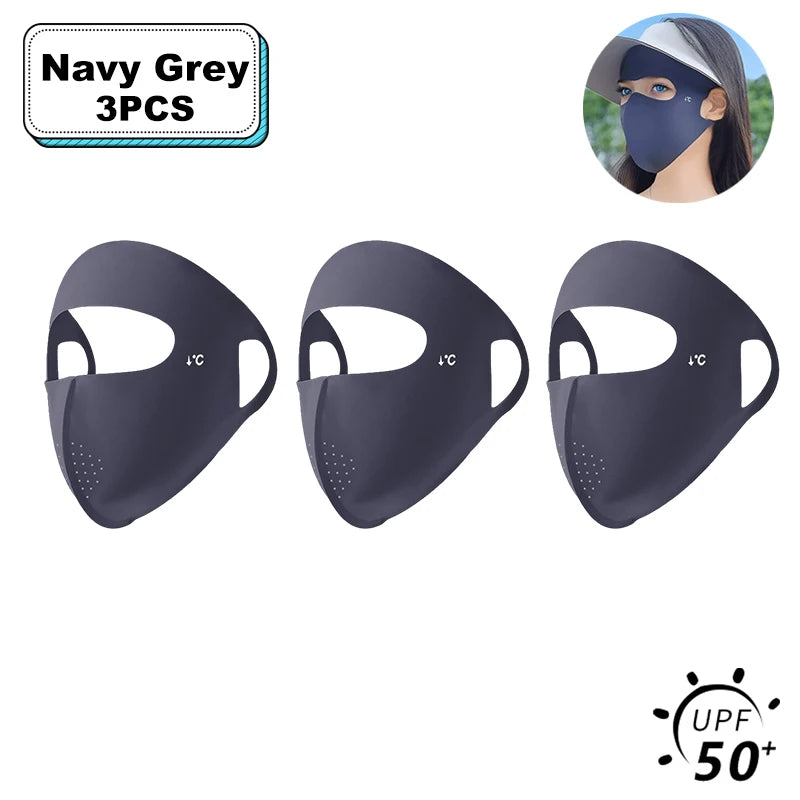 1/2/3/5Pcs Masque intégral d'été Protection solaire Respirant Soie glacée Anti-UV Équitation Extérieur Respirant Soie glacée Ultra-fin