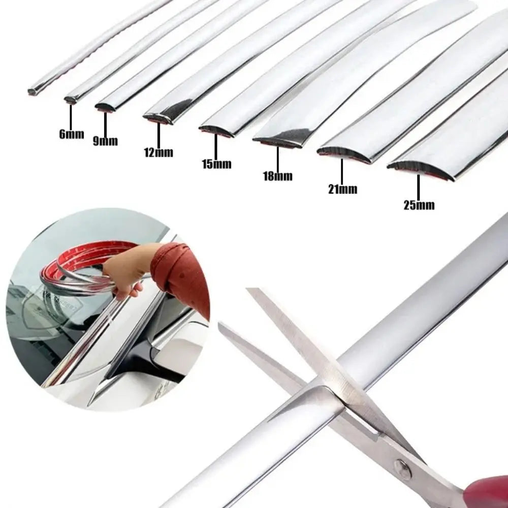 3M/5M Auto Self Adhesive Door Chrome Strip  Protector Moulding Styling Trim Car Lamp Sticker Window Trim Car Exterior Trim