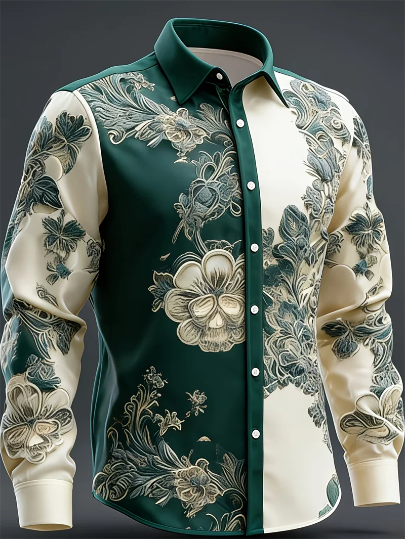 Nouveau t-shirt à manches longues pour homme avec imprimé plumes 3D, imprimé mode et luxueux, haut confortable et doux