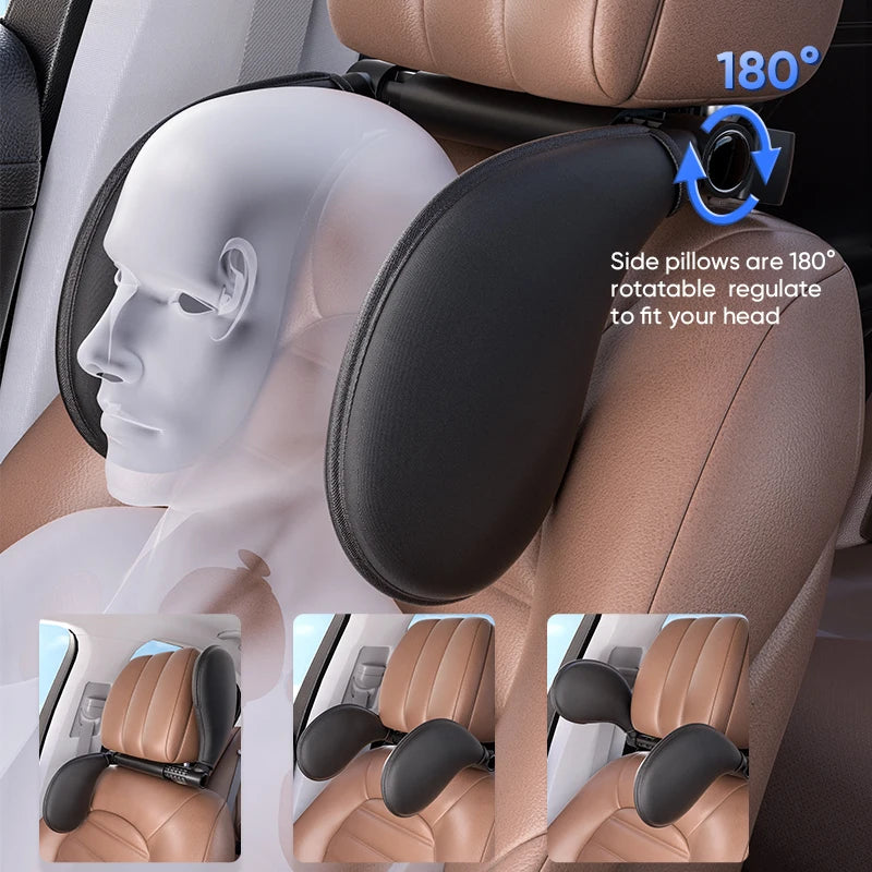 Coussin cervical automobile ergonomique réglable à 360° avec mousse à mémoire de forme et coussinets latéraux, appui-tête de sommeil à un clic pour les voyages en voiture BMW Benz
