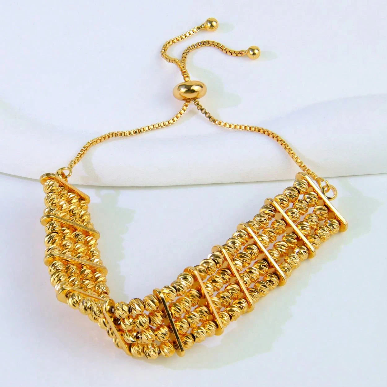 Bracelet de perles de mode arabe, plaqué or 24 carats, éthiopien, manchette de mariée, bracelets de mariage, bijoux vintage pour femmes musulmanes d'Oman