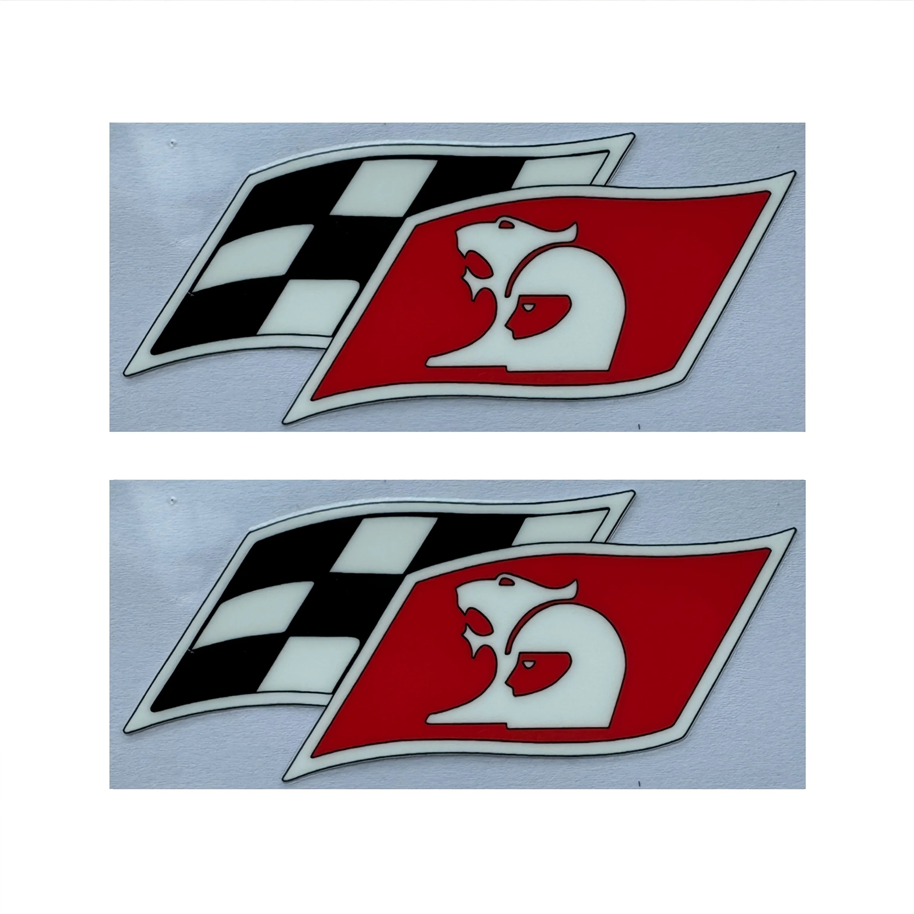 Lot de 2 autocollants de logo de drapeau de course HSV - Horton Vehicle Accessories