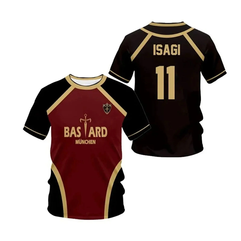 Maillot Futsal Motif VI Réplique Blue Lock Anime Bastard Munich T-shirt Homme/Femme Été Décontracté Sportif