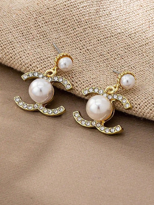 1 Pair Elegant Pearl Decor Dangle Earring, Vintage Faux Pearl Earring With Charms, Basic Design Earrings Gift For Women Daily We