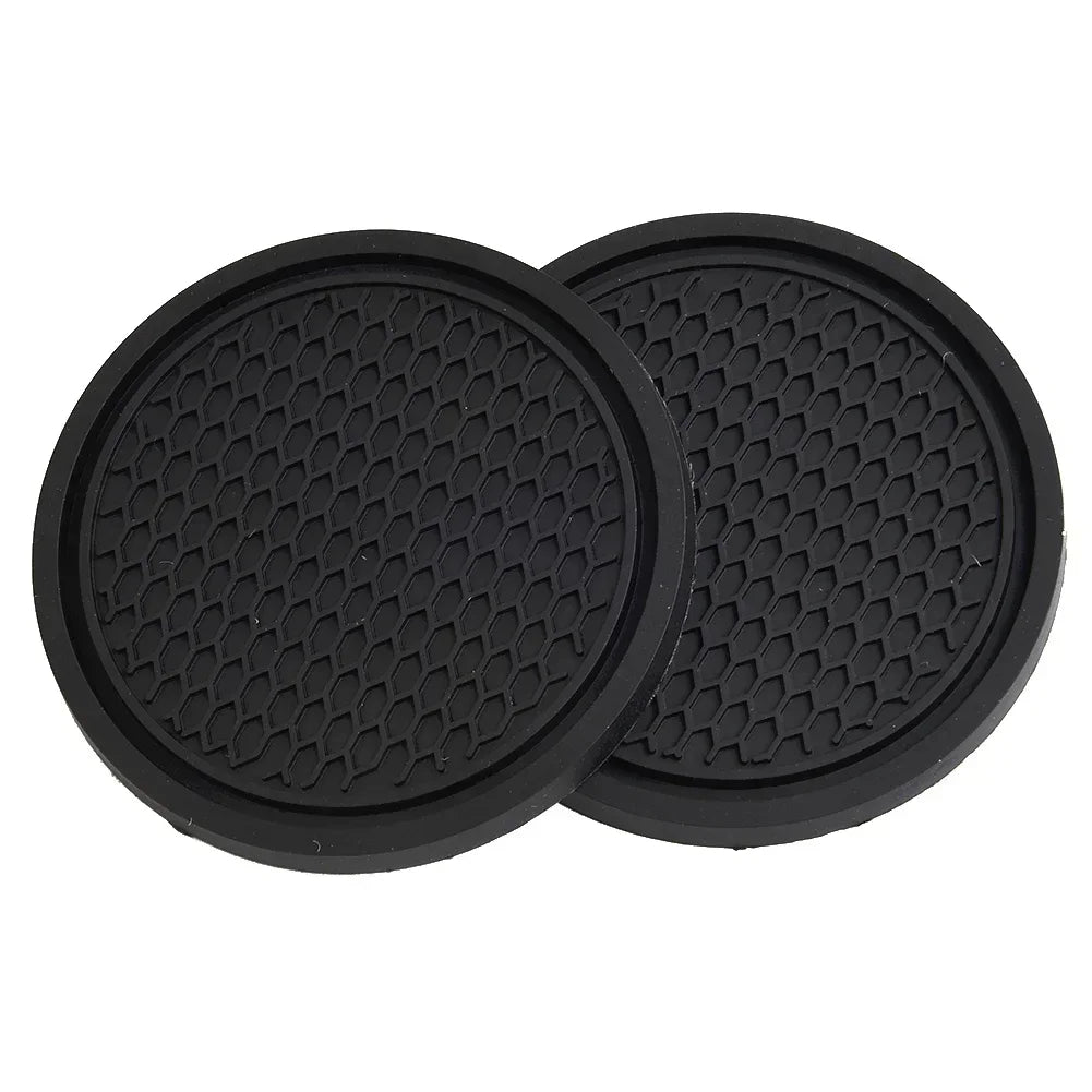 Black Anti-Slip Car Cup Holder Inserts Coaster Pads Auto Interior Accessories Compatible with Most Cups