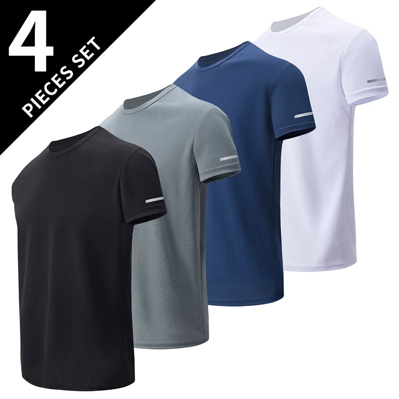 Lot de 2/4/6 t-shirts à manches courtes et col rond pour homme, couleur unie, avec poignets imprimés, style décontracté et sportif pour jeunes