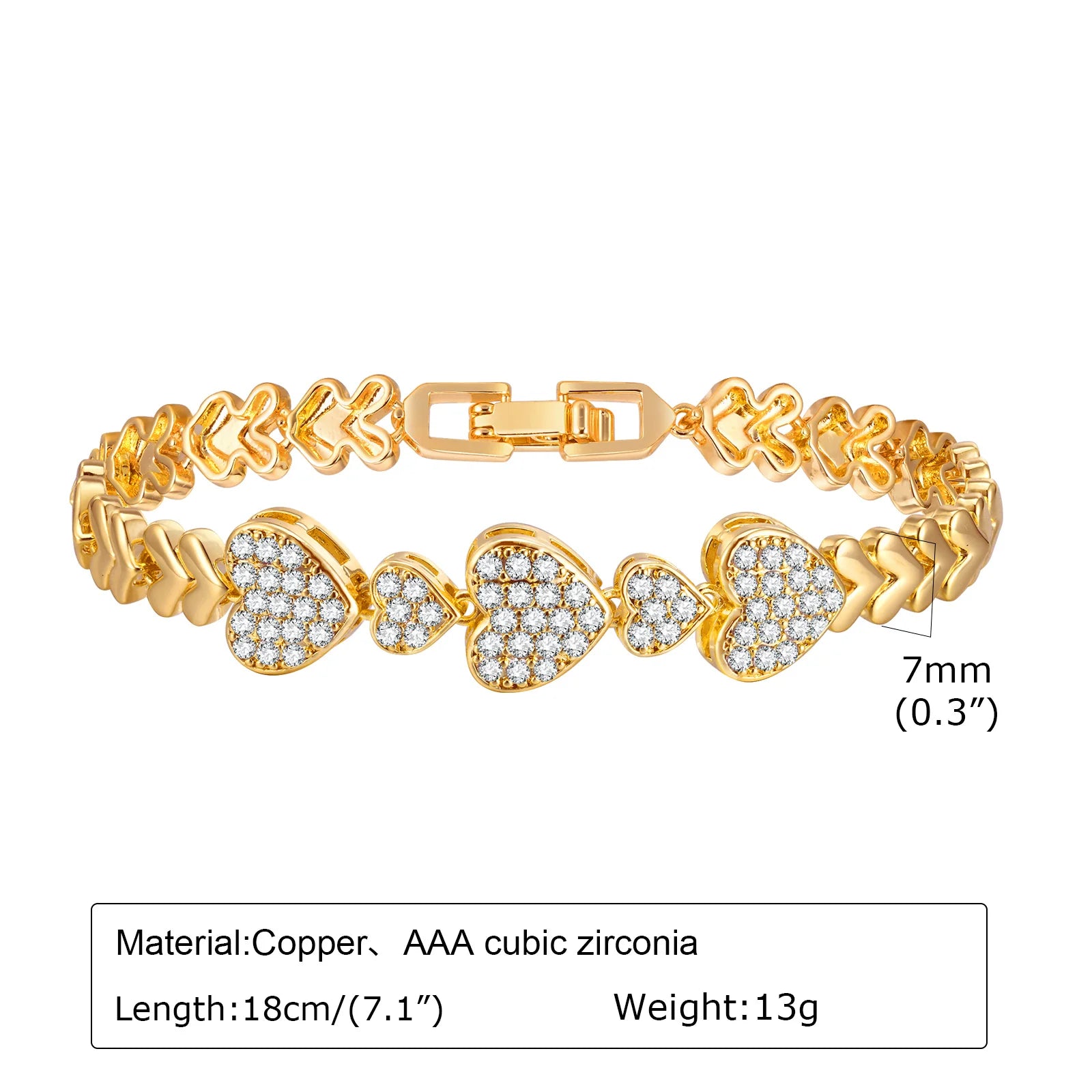 Bracelet chaîne trombone en or 14 carats plaqué oxyde de zirconium, bracelet de montre à maillons épais réglable et superposable pour femme et fille, idée cadeau