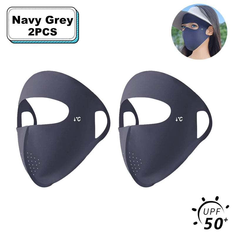 1/2/3/5Pcs Masque intégral d'été Protection solaire Respirant Soie glacée Anti-UV Équitation Extérieur Respirant Soie glacée Ultra-fin