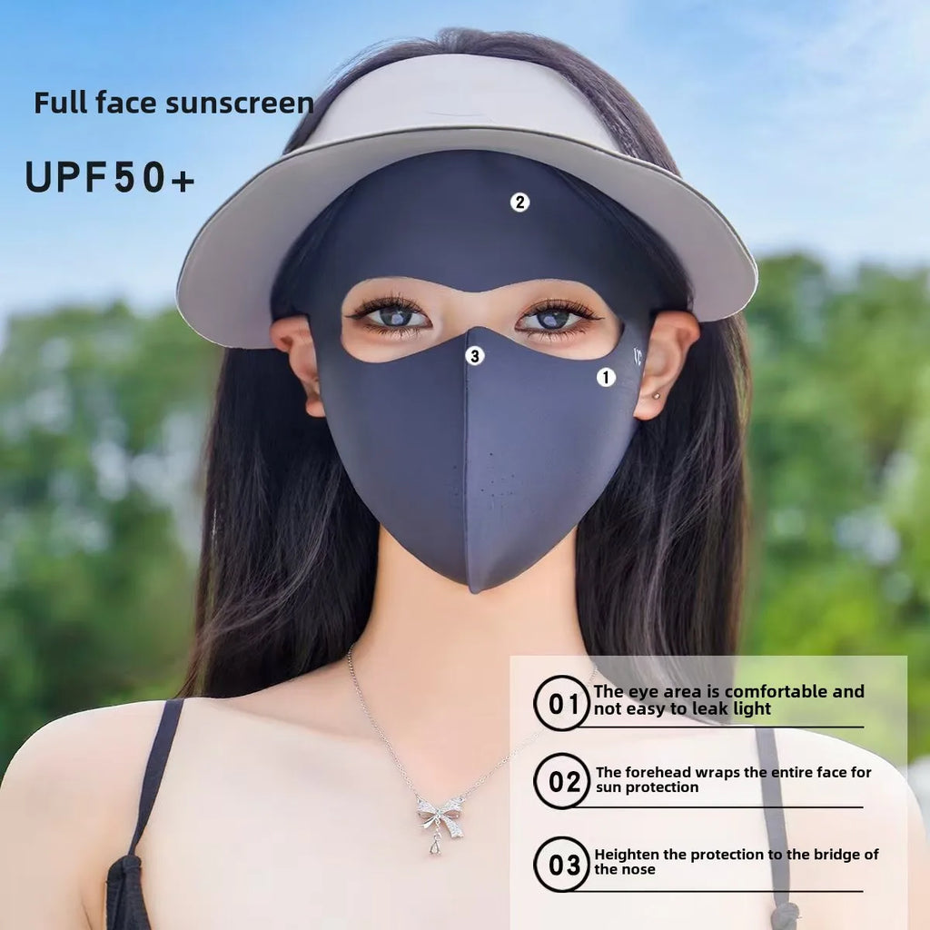 1/2/3/5Pcs Summer Full Face Mask Sun Protection Breathable Ice Silk Anti UV Riding Outdoor Breathable Ice Silk Ultra-Thin