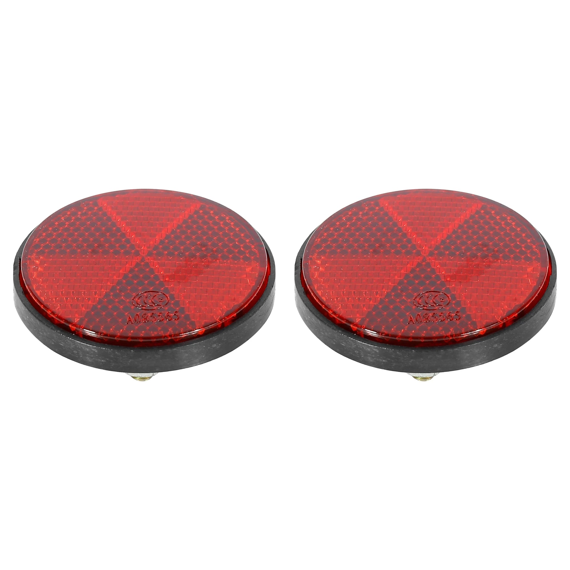 Motoforti Lot de 6 paires de catadioptres ronds universels en plastique rouge M6 x 1,0 de 56 mm de diamètre pour moto et vélo