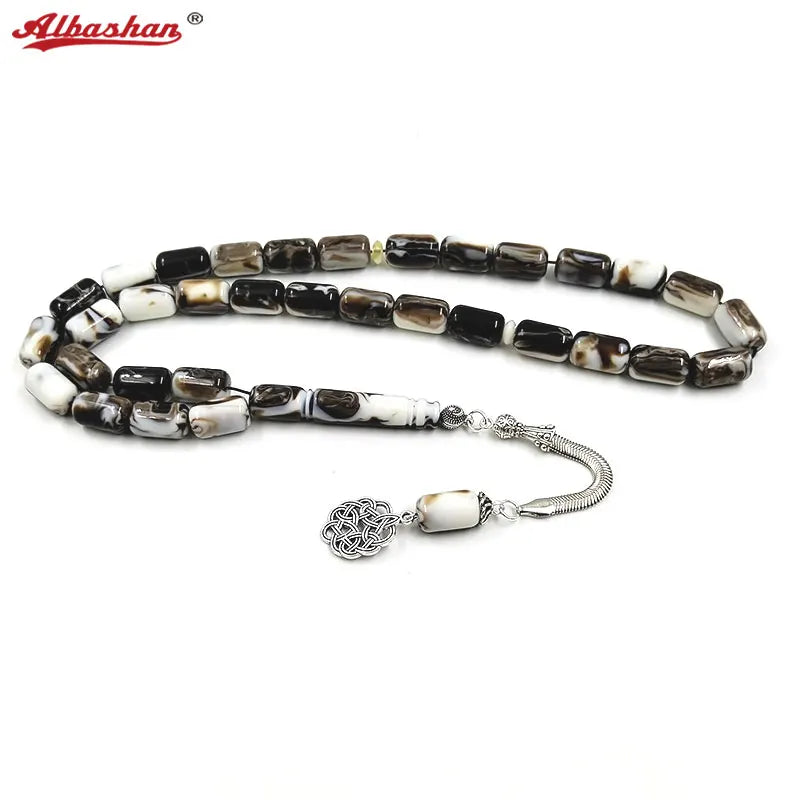 Tasbih Men's Islamic Rosary Beads 33 45 66 99 Beads Black White Mastak Muslim Prayer Beads Misbaha Turkish Tasbih