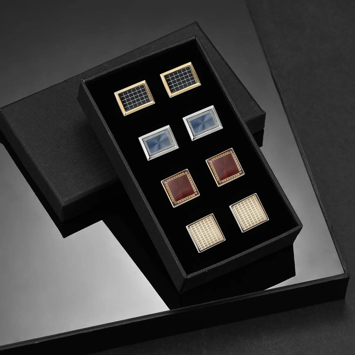 Boutons de manchette homme en cuivre pour hommes de luxe, cadeaux d'invités de mariage, bijoux de mode ronds carrés, boutons de manchette et pince à cravate pour hommes