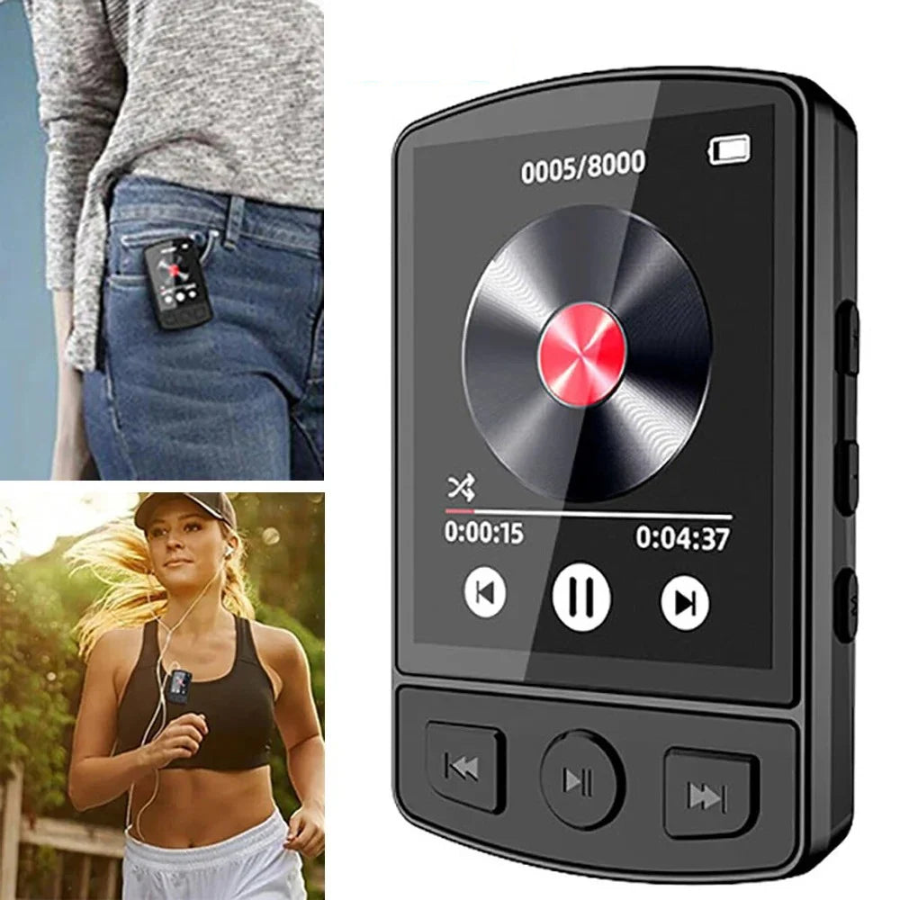Lecteur MP3 Portable Clip Sport Walkman Lecteur Audio HiFi Bluetooth Adaptateur Audio FM Walkman Étudiant Écran 1,8 Pouces