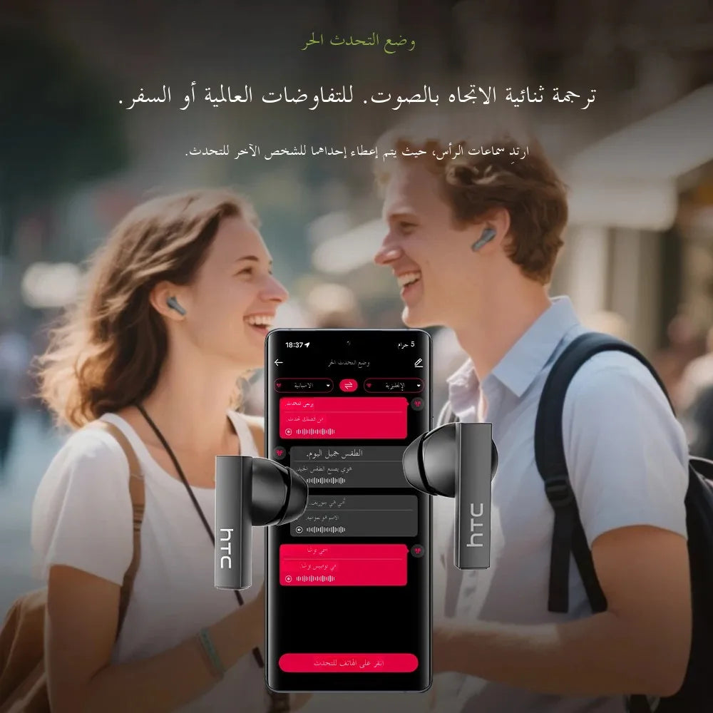 [Ultra HD Screen] HTC NE40 Earphones Bluetooth V6 TWS Sports Wireless Headphones AI Translator Earbud In-Ear Noise Reduction Mic