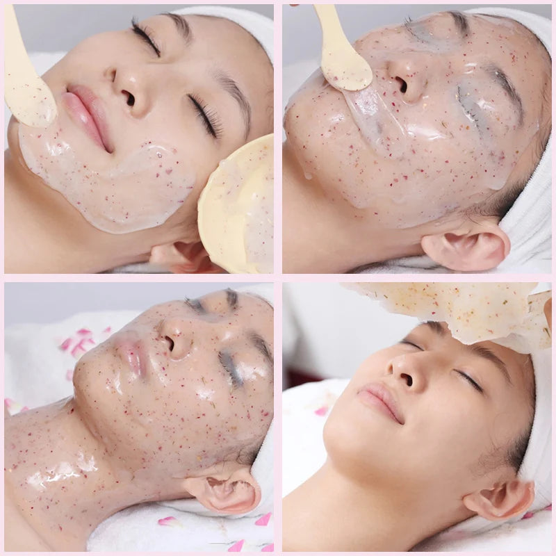 Masque en poudre hydratant de salon SPA doux Hydro Jelly pour le visage, blanchissant, à la rose, au collagène, peel-off, masque facial en caoutchouc DIY