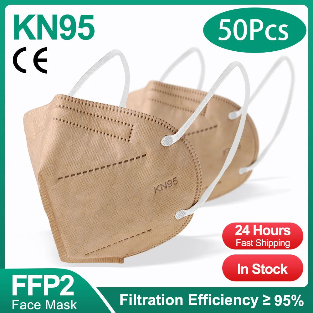 10-200 قطعة أقنعة FFP2 kn95 كمامات KN95 فلتر قناع الوجه 5 طبقات كمامات جراحية معتمدة قابلة لإعادة الاستخدام قناع FFP2 أسود